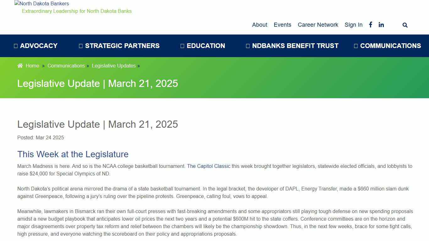 Legislative Update March 21, 2025 NDBA